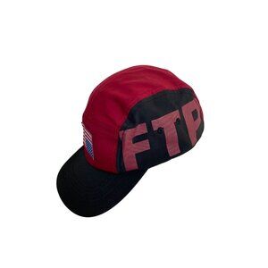 FTP Burgundy Distress Camp Hat baseball cap USA Flag Strapback Red Black Panel